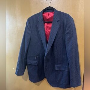 Patrick James Reserve Men Pinstripe Blazer (Blue Gray/Red Lining) 46T Portugal